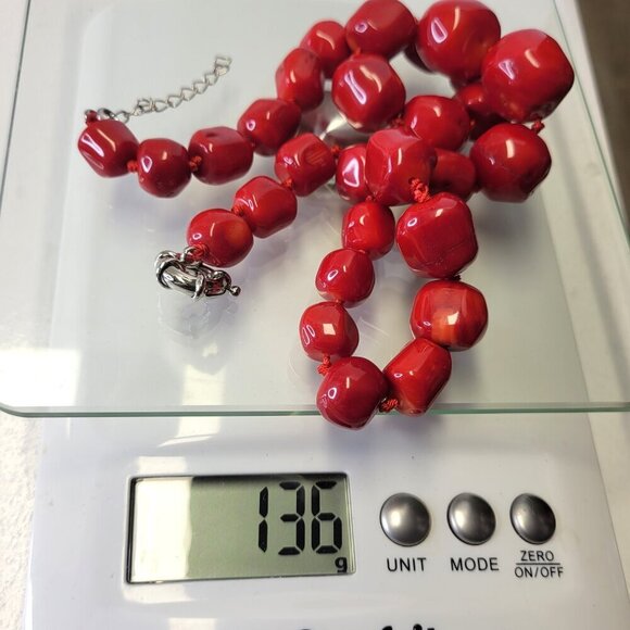 Natural Red Coral Irregular Beads Necklace - Picture 12 of 13